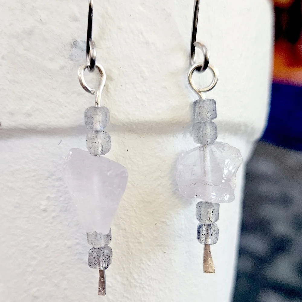 Elegant Silver and Pink Dangle Earrings
